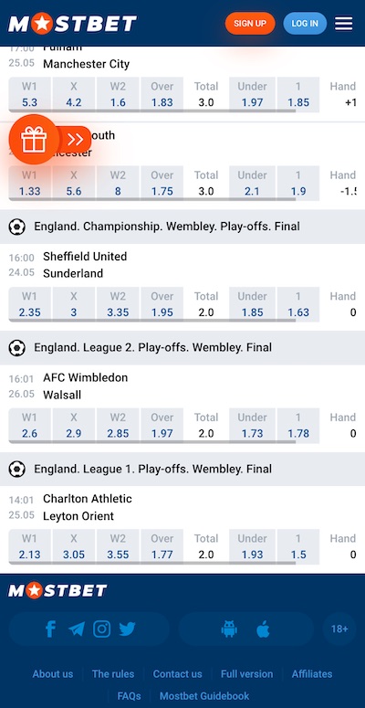 Mostbet App sportsbook